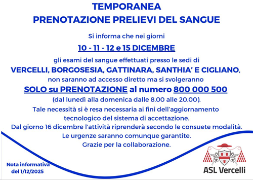 Comunicazione dall'ASL VC
