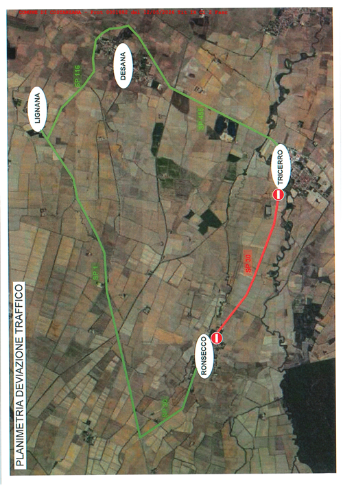 S.P. 30 "Tronzano V.se - Tricerro" tra il km 13+070 ed il km 17+010, rispettivamente nei Comuni di Ronsecco e Tricerro.