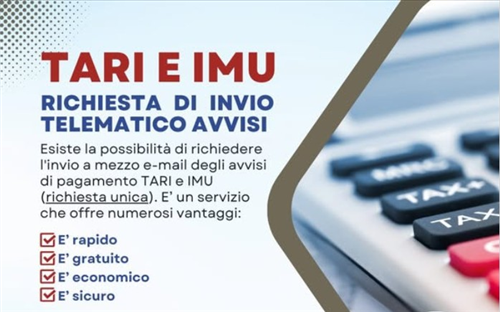 Invio a mezzo e-mail degli avvisi di pagamento TARI e IMU